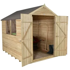 Forest Overlap 8 X 6ft Pressure Treated Apex Shed - Double Door -Garden Tool Store 12810912 4234833194535312