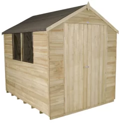 Forest Overlap 8 X 6ft Pressure Treated Apex Shed - Double Door