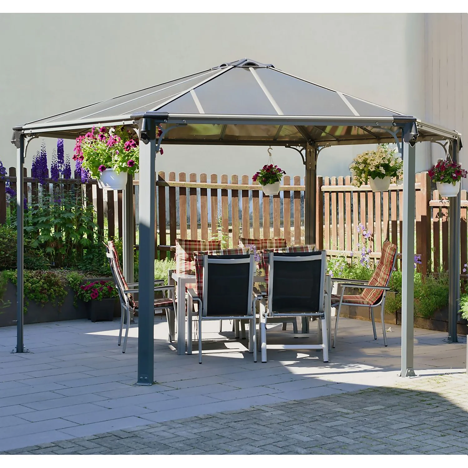 Palram - Canopia Monaco Hexagonal Garden Gazebo Grey 4 Palram - Canopia Monaco Hexagonal Garden Gazebo Grey - Image 4