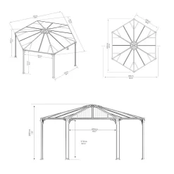 Palram - Canopia Monaco Hexagonal Garden Gazebo Grey 11 Palram - Canopia Monaco Hexagonal Garden Gazebo Grey -Garden Tool Store 12810973 2024924172811849
