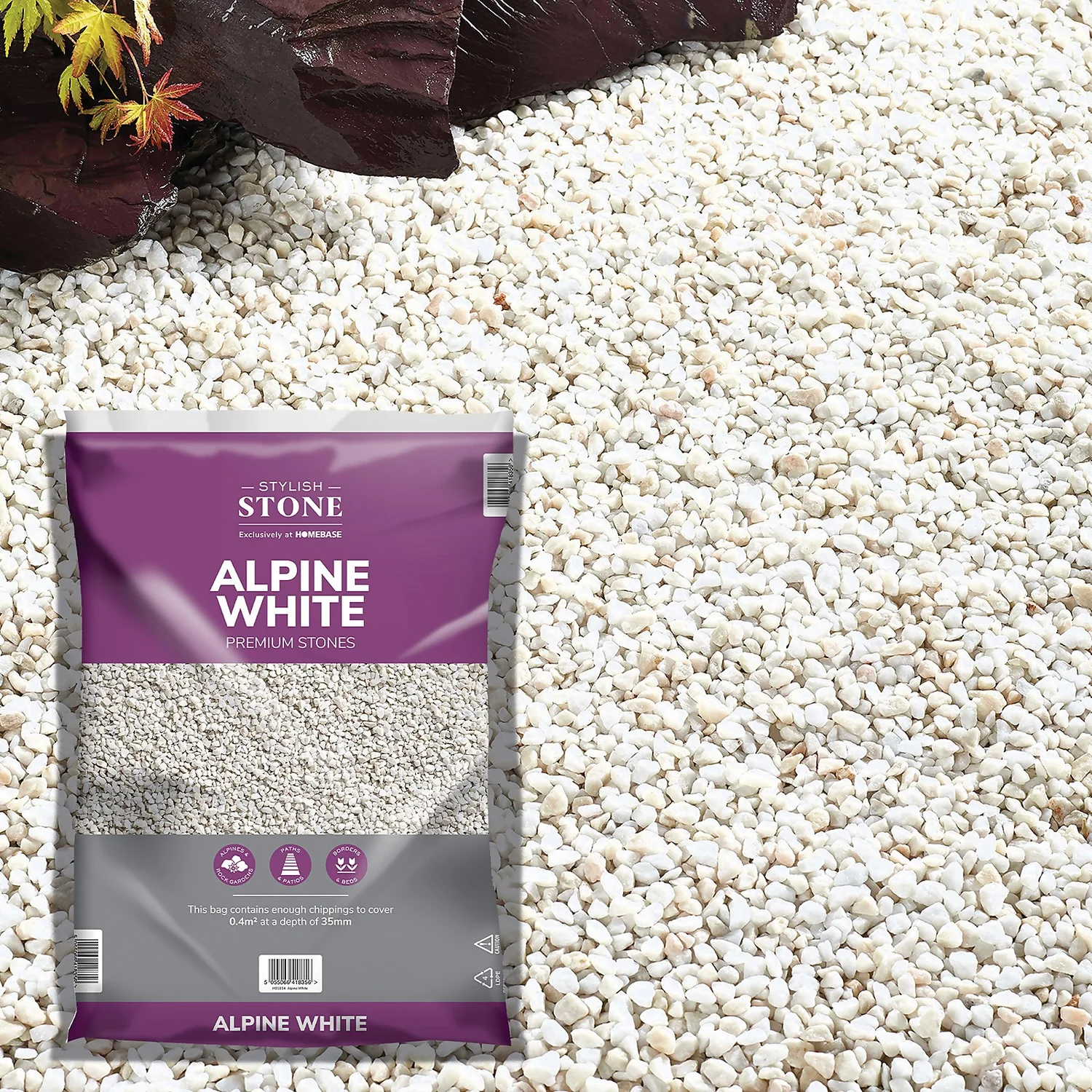 Stylish Stone Premium Alpine White Chippings - Large Pack - 19kg 1 Stylish Stone Premium Alpine White Chippings - Large Pack - 19kg