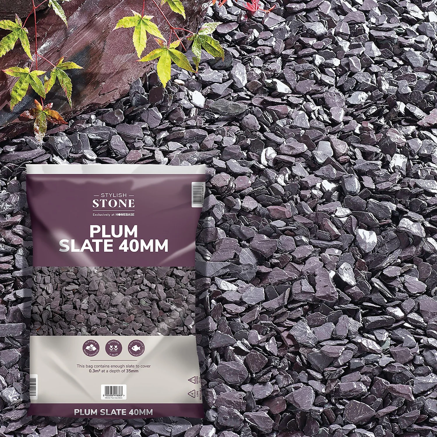 Stylish Stone Plum Slate 40mm - Large Pack - 19kg 1 Stylish Stone Plum Slate 40mm - Large Pack - 19kg