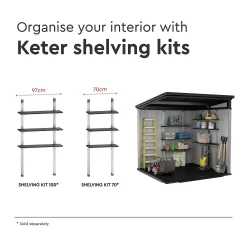 Keter Artisan 7 X 7ft Outdoor Garden Storage Pent Shed - Grey -Garden Tool Store 12823640 4485036176845363