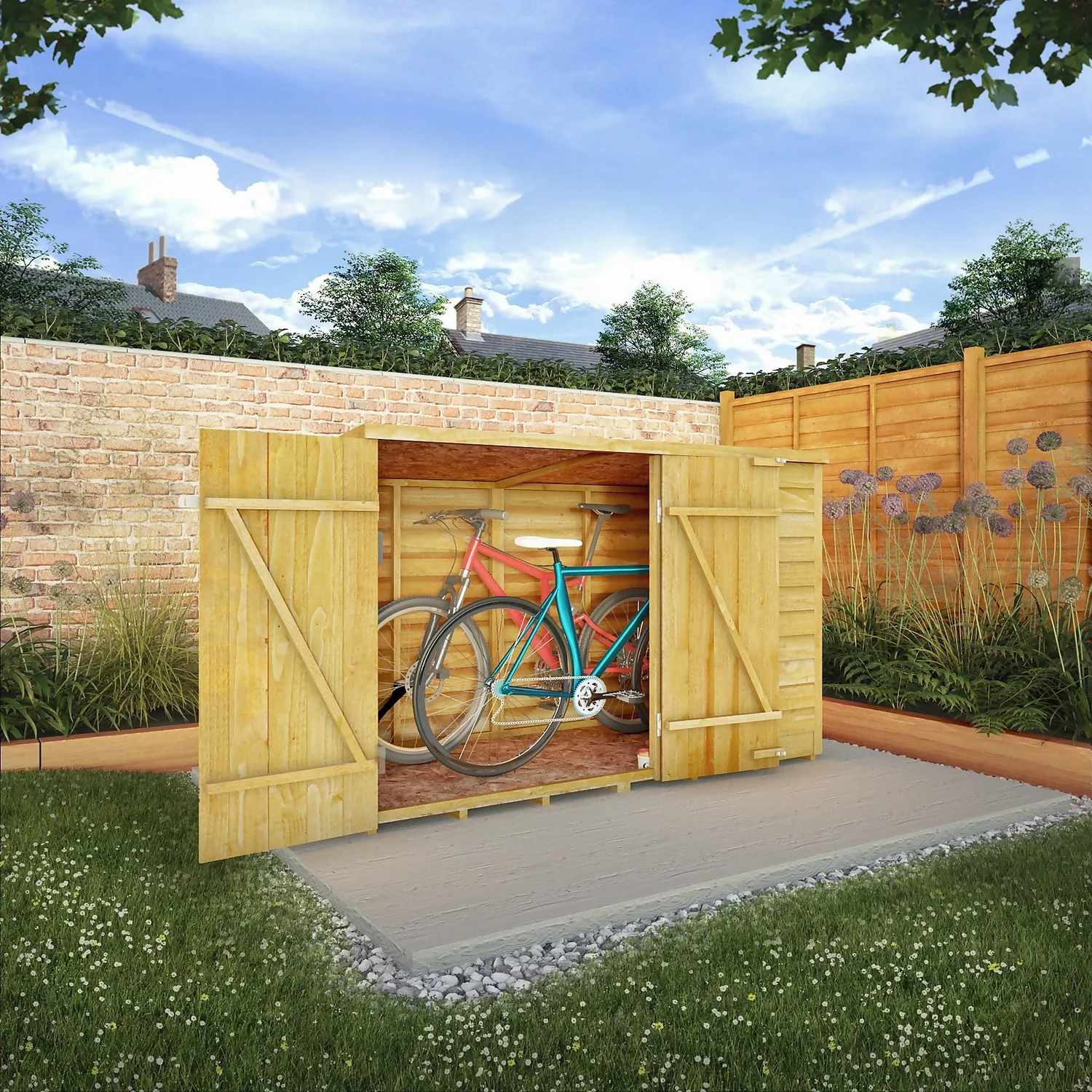Mercia 6 X 3ft Overlap Pent Bike Shed - Incl. Installation 2 Mercia 6 X 3ft Overlap Pent Bike Shed - Incl. Installation - Image 2