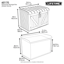 Lifetime Horizontal Storage Shed XL 6x3.5ft - 2123L -Garden Tool Store 12826337 1144833224994063