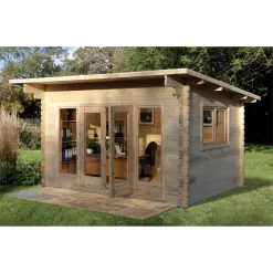 Forest Melbury 4.0m X 3.0m Log Cabin Double Glazed 34kg Polyester Felt, Plus Underlay