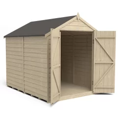 Forest 8 X 6ft Overlap Pressure Treated Apex Shed - Double Door No Windows - Incl. Installation -Garden Tool Store 12833315 1014833201837066