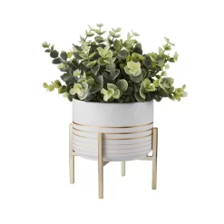 Potted Plant - White With Gold Legs