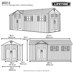 Lifetime 17.5 X 8 Ft Dual Entry Outdoor Storage Shed -Garden Tool Store 12836595 2485012583902295