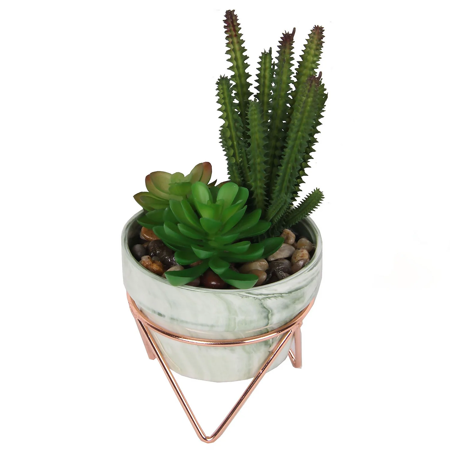 Artificial Succulent In Rose Gold Stand 1 Artificial Succulent In Rose Gold Stand