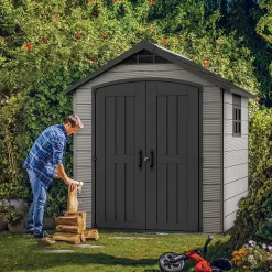 Keter Premier 7 X 7ft Outdoor Garden Apex Storage Shed - Grey -Garden Tool Store 12882034 7855036180740362
