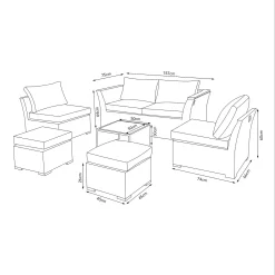 Bambrick 6 Seater Grey Rattan Garden Sofa Set -Garden Tool Store 12882317 2044947969840510