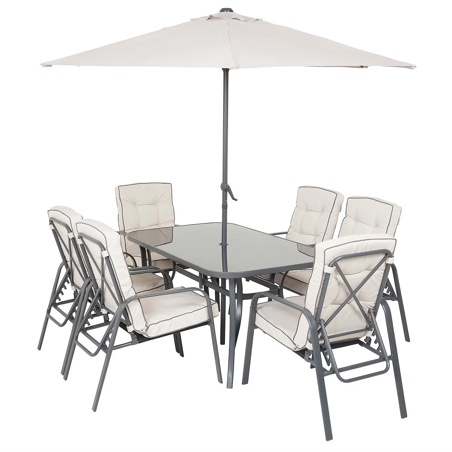 Rowly 6 Seater Garden Dining Set With Parasol 2 Rowly 6 Seater Garden Dining Set With Parasol - Image 2