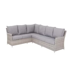 Florence Grey Rattan Effect Garden Corner Sofa Set -Garden Tool Store 12887809 5834843689783909