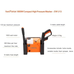 Yard Force 1800W 135Bar Compact Pressure Washer -Garden Tool Store 12892251 9054929620347179