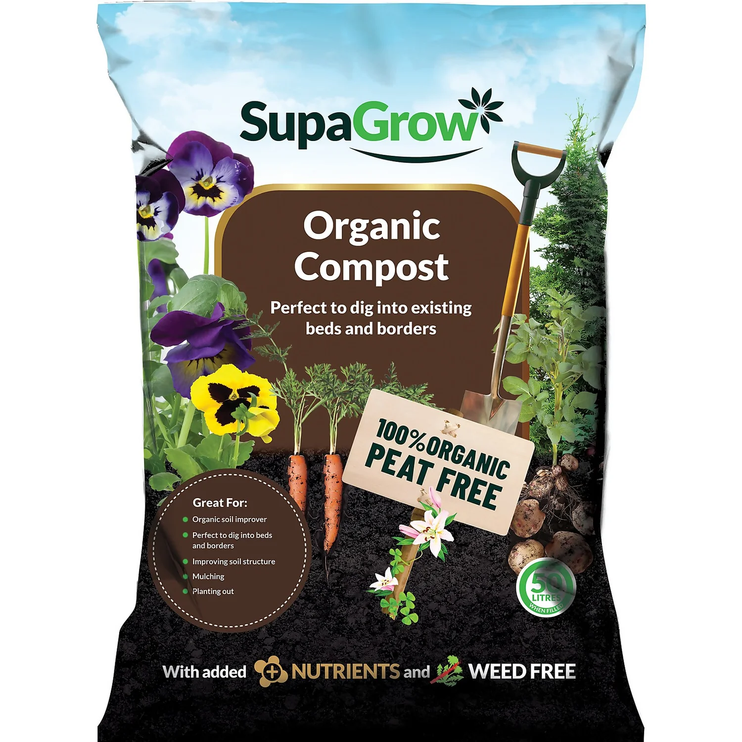 SupaGrow Peat Free Organic Soil Improver - 50L 1 SupaGrow Peat Free Organic Soil Improver - 50L