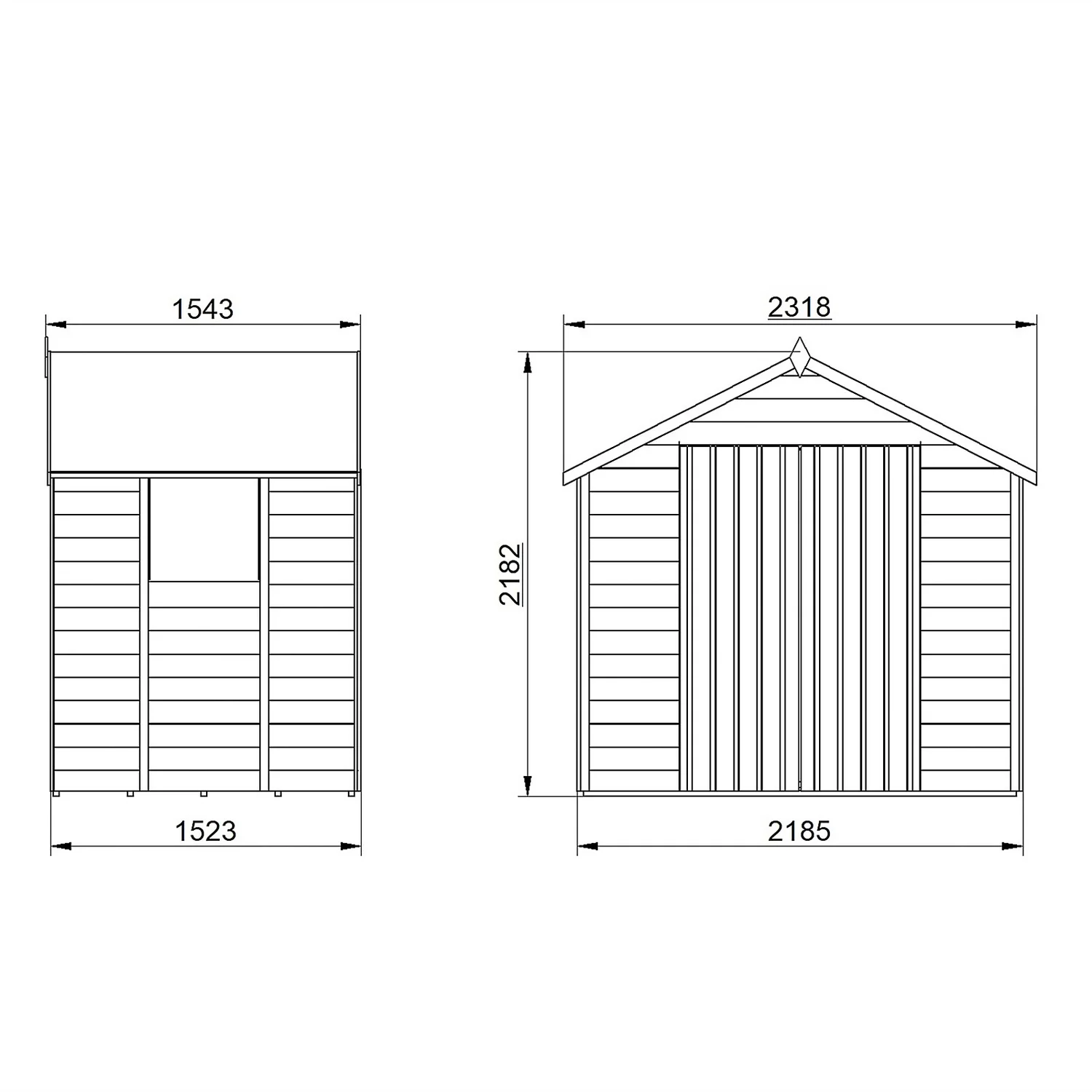Forest Overlap Dip Treated 7x5ft Apex Shed - Double Door 8 Forest Overlap Dip Treated 7x5ft Apex Shed - Double Door - Image 8