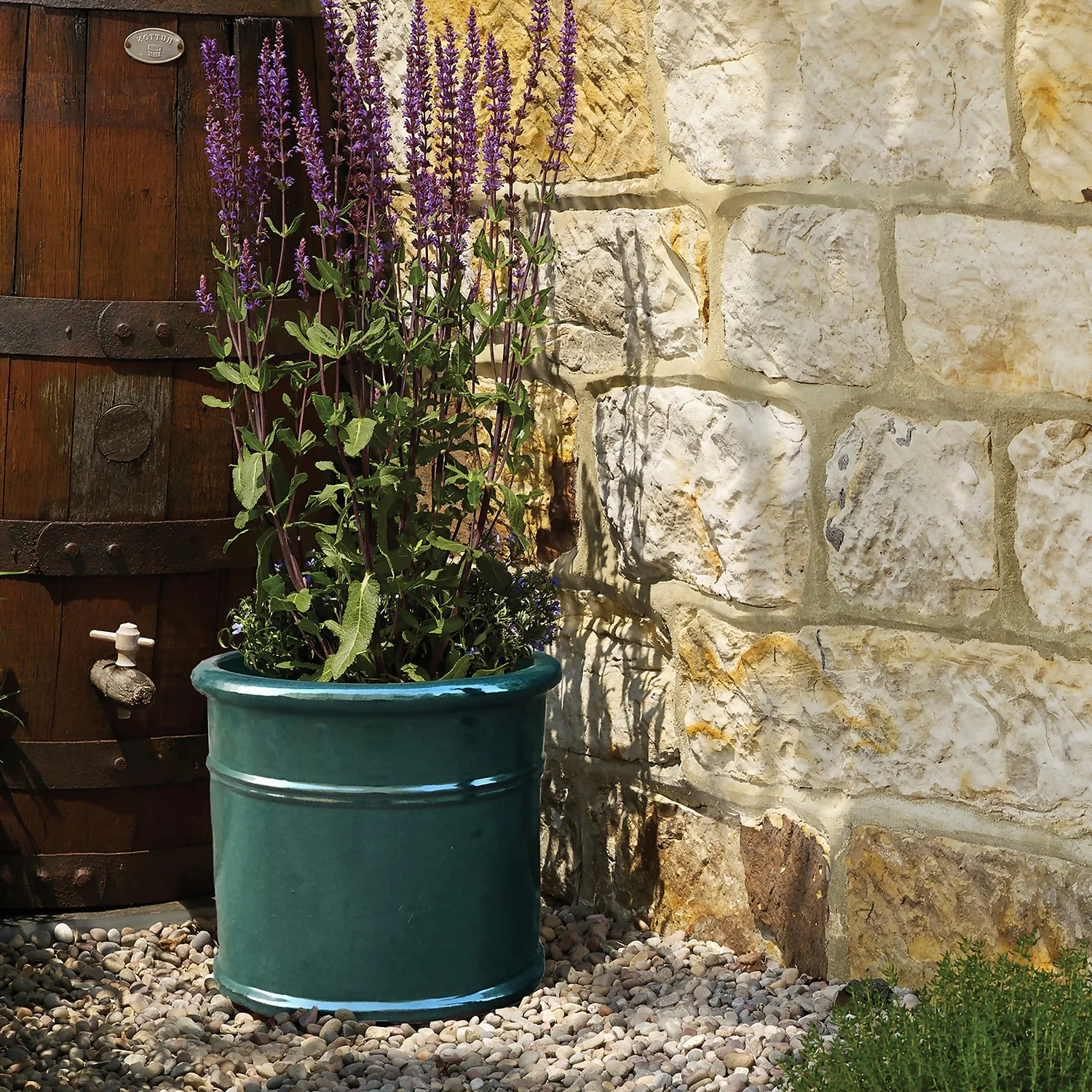 Malay Cylinder Green Plant Pot - 37cm 2 Malay Cylinder Green Plant Pot - 37cm - Image 2