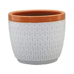 House Beautiful 2 Tone Orange Rim Egg Pot - 31cm