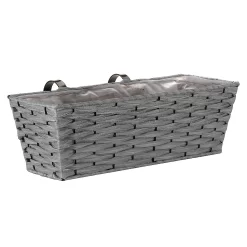 19in Faux Rattan Planter - Slate