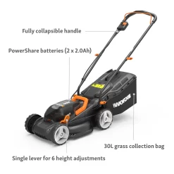 Worx 40V WG779E.2 Cordless Lawn Mower - 34cm -Garden Tool Store 13326411 1834944645706683