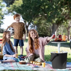 Keter GoBar Outdoor Ice Cooler Table Garden Furniture - Dark Grey / Cream -Garden Tool Store 13412933 2094910901750129