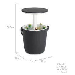 Keter GoBar Outdoor Ice Cooler Table Garden Furniture - Dark Grey / Cream -Garden Tool Store 13412933 6674910901778806