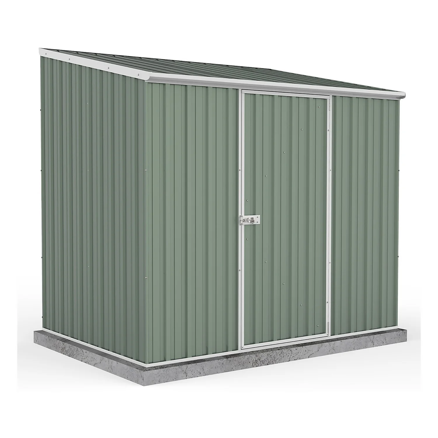 Absco 7.5 X 5ft Space Saver Metal Pent Shed - Green 1 Absco 7.5 X 5ft Space Saver Metal Pent Shed - Green
