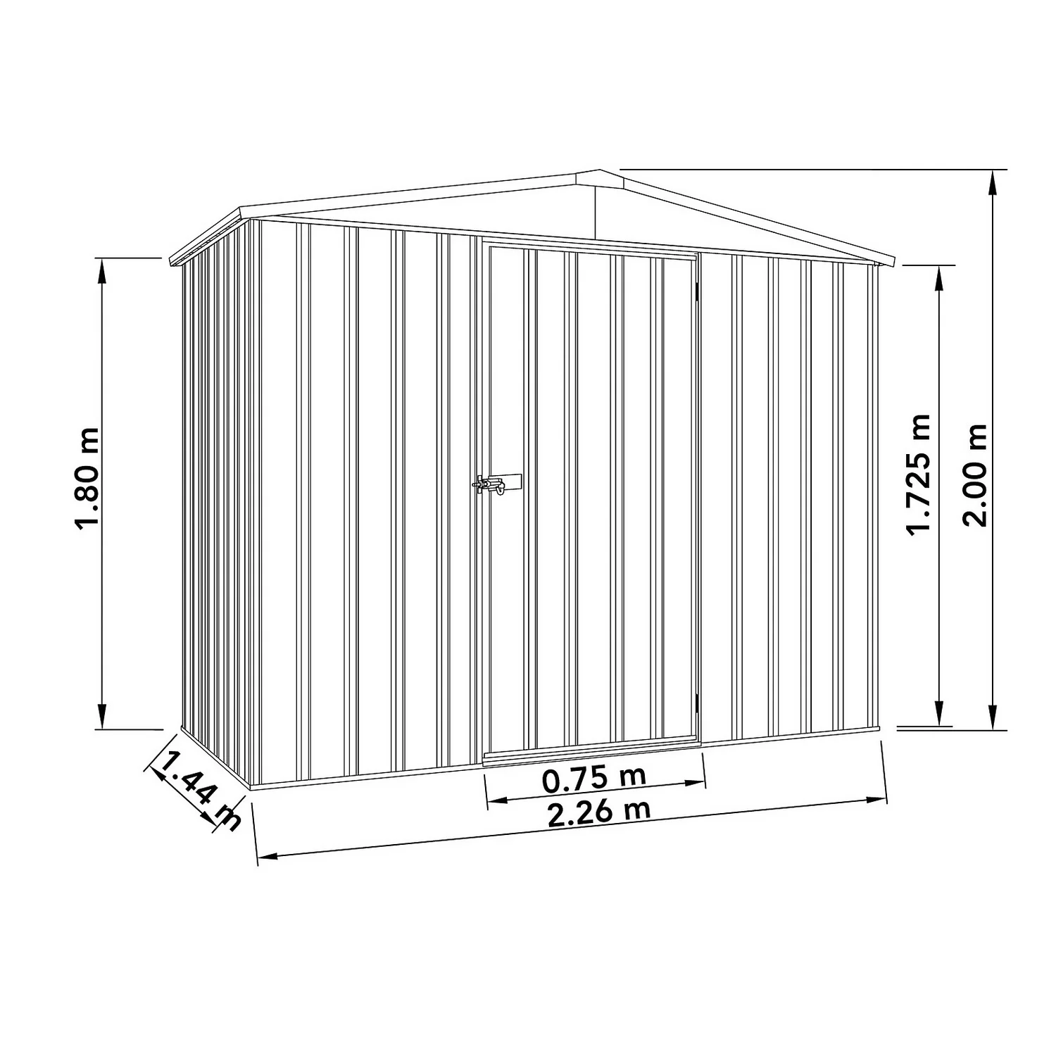 Absco 7.5 X 5ft Regent Metal Apex Shed - Grey 3 Absco 7.5 X 5ft Regent Metal Apex Shed - Grey - Image 3