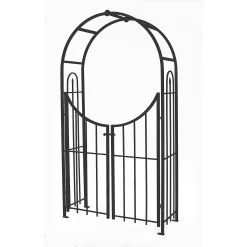 Panacea Arched Top Garden Steel Arch With Gate - Black
