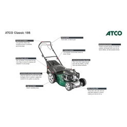 Atco 139cc Classic 18S Petrol Lawn Mower - 46cm -Garden Tool Store 13483565 1664929335782785