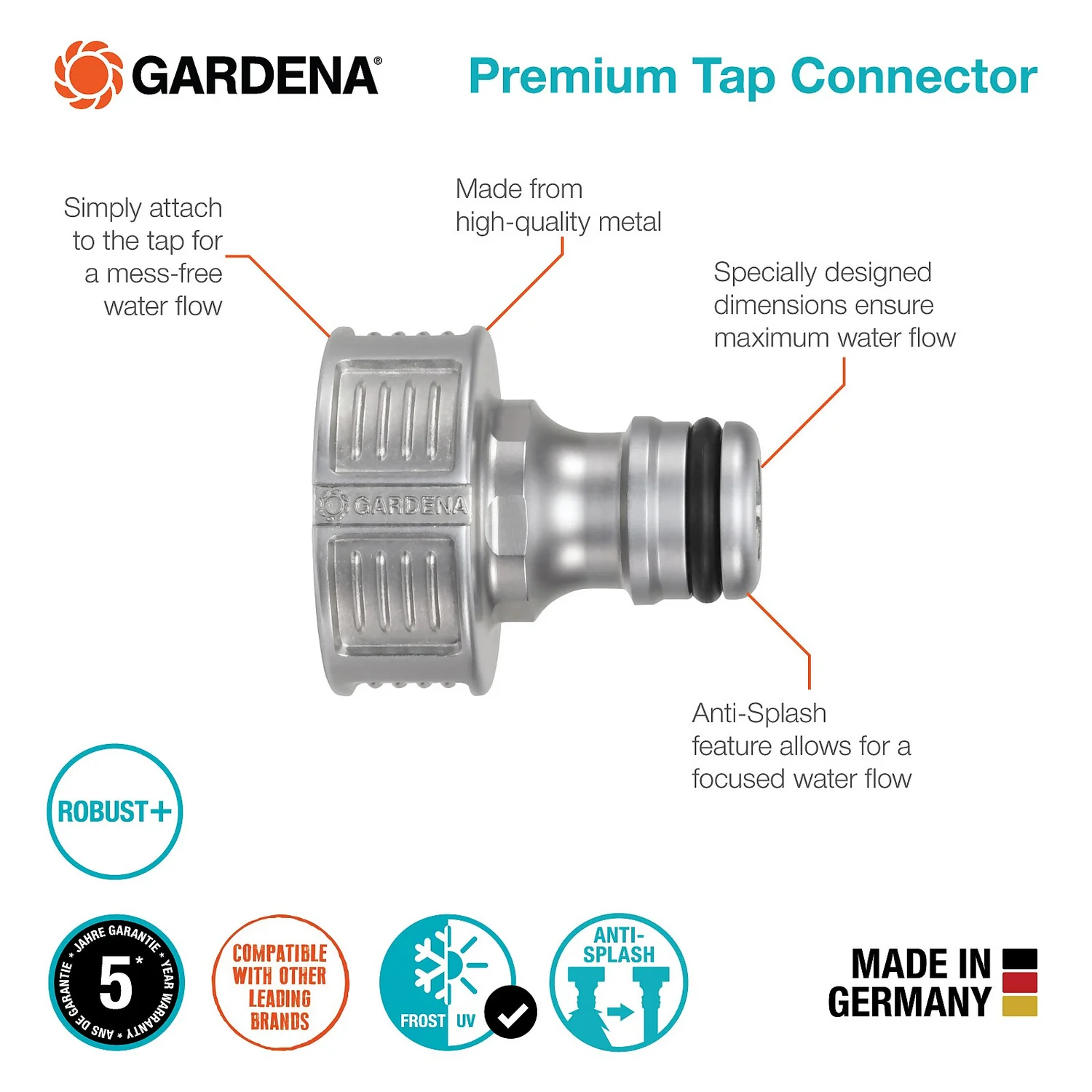 GARDENA Premium Tap Hose Pipe Connector 5 GARDENA Premium Tap Hose Pipe Connector - Image 5