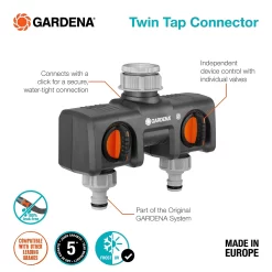 GARDENA Twin-Tap Hose Pipe Connector -Garden Tool Store 13489627 8324920780905436