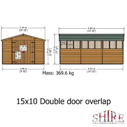 Shire 10 X 15ft Double Door Overlap Garden Shed -Garden Tool Store 13505234 6494926497372184