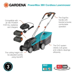 GARDENA 36V PowerMax Cordless Lawn Mower - 32cm -Garden Tool Store 13524825 7474936345068522