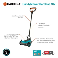 GARDENA 18V HandyMower Cordless Lawn Mower - 22cm -Garden Tool Store 13524837 2024958391525054