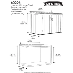 Lifetime Horizontal Plastic Outdoor Storage Shed -Garden Tool Store 13660824 1614949050899666