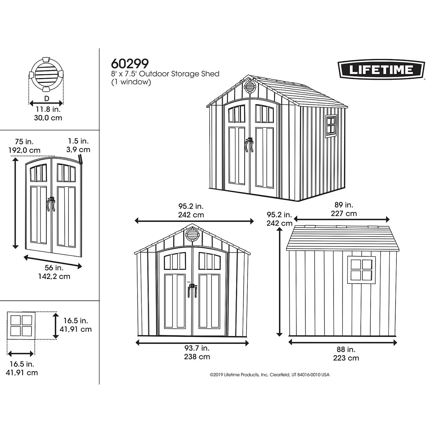 Lifetime Plastic Outdoor Storage Shed - 8x7.5ft 4 Lifetime Plastic Outdoor Storage Shed - 8x7.5ft - Image 4
