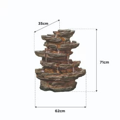 Stylish Fountain Red Rock Springs Water Feature With LEDs -Garden Tool Store 13846066 4644978881022410