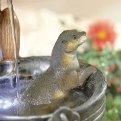 Stylish Fountain Playful Otters Water Feature With LEDs -Garden Tool Store 13846072 1744962027851034