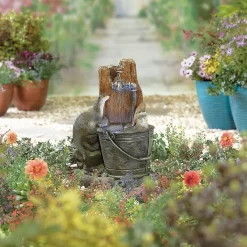 Stylish Fountain Playful Otters Water Feature With LEDs -Garden Tool Store 13846072 1994962027889299