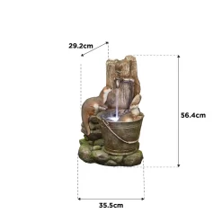 Stylish Fountain Playful Otters Water Feature With LEDs -Garden Tool Store 13846072 7484962027991446