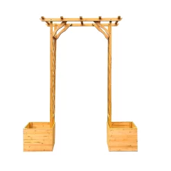 Homebase Wooden Garden Arched Trellis With Planters