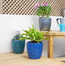 Chiswick Textured Pot Blue - 18cm -Garden Tool Store 13973626 4685011238594907