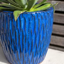 Chiswick Textured Pot Blue - 18cm -Garden Tool Store 13973626 8265011238545092