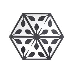 Hexagonal Laser Cut Outdoor Mirror 35cm - Black