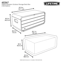 LIFETIME 515L Modern Outdoor Storage Deck Box - Rough-Cut Grey -Garden Tool Store 13997405 1815000055325515