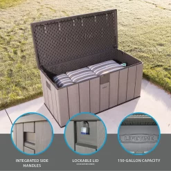LIFETIME 568L Outdoor Storage Deck Box - Rough-Cut Brown -Garden Tool Store 13997406 2694999835302845
