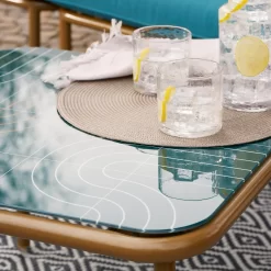 Omari Metal Garden Corner Sofa Set - Teal & Gold -Garden Tool Store 14005699 4965022704578830