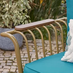 Omari Metal Garden Corner Sofa Set - Teal & Gold -Garden Tool Store 14005699 6155022704468337